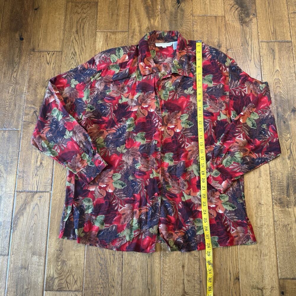 VINTAGE Preston & York Womens Sz XL 100% Silk Button Down Long Sleeve Shirt - Picture 3 of 5